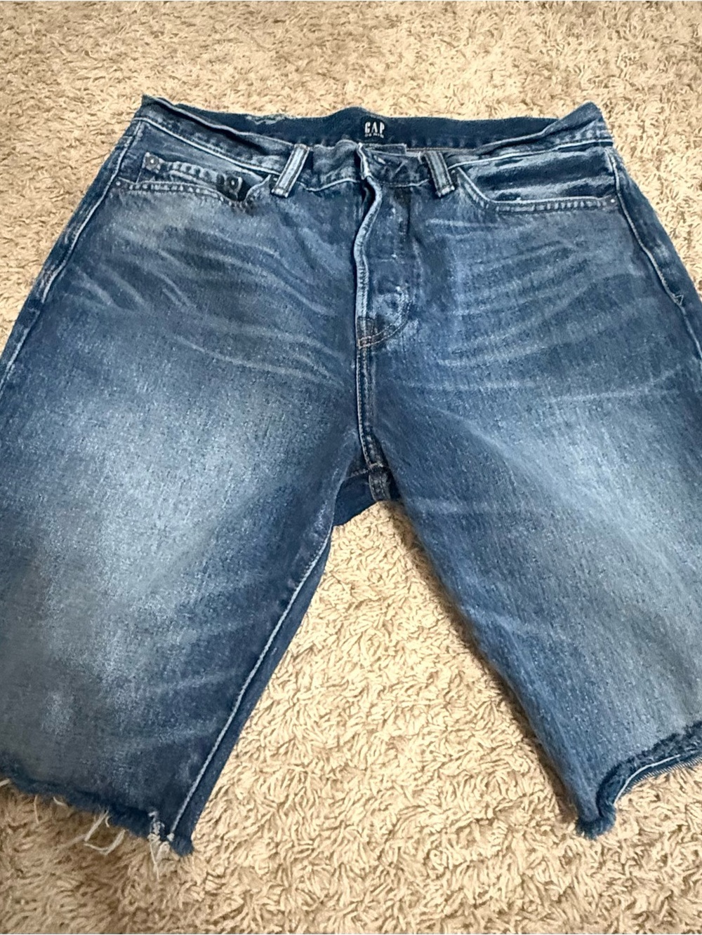 GAP Men's Dark Blue Denim Cutoff Shorts